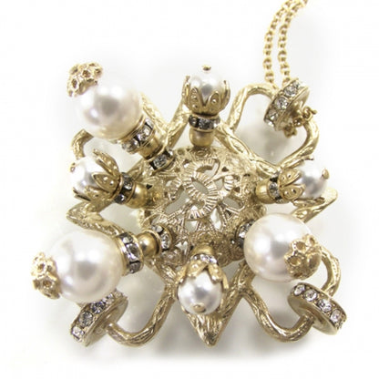 Chanel Pearl Crystal CC Pendant Necklace Gold 4 of 4