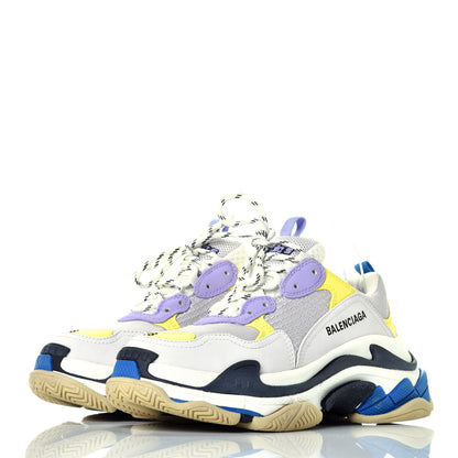 Balenciaga Fabric Mesh Womens Triple S Sneakers 38 White Purple Yellow 3 of 8