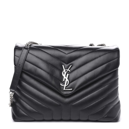 Saint Laurent Calfskin Y Quilted Monogram Medium Loulou Chain Satchel Black 1 of 11