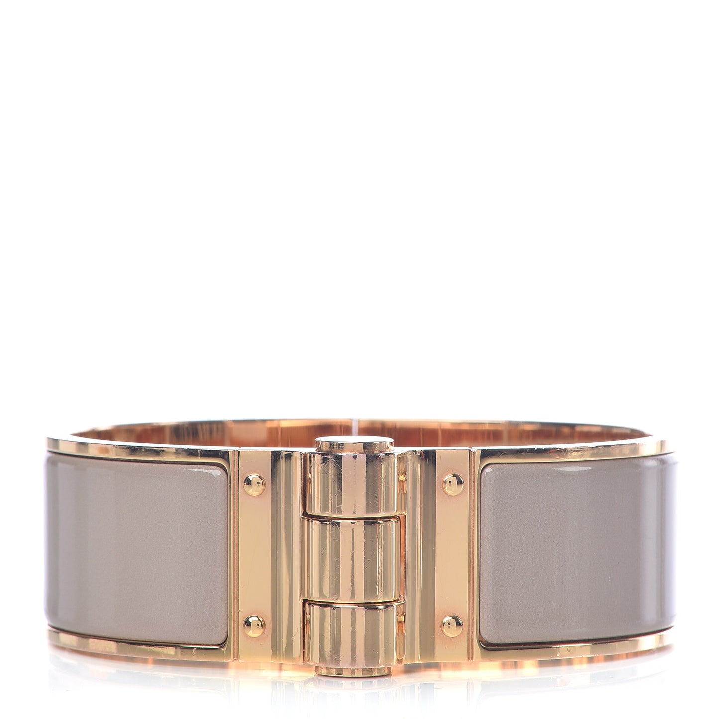 Enamel Charniere Uni Wide Hinged Bracelet M Marron Glace