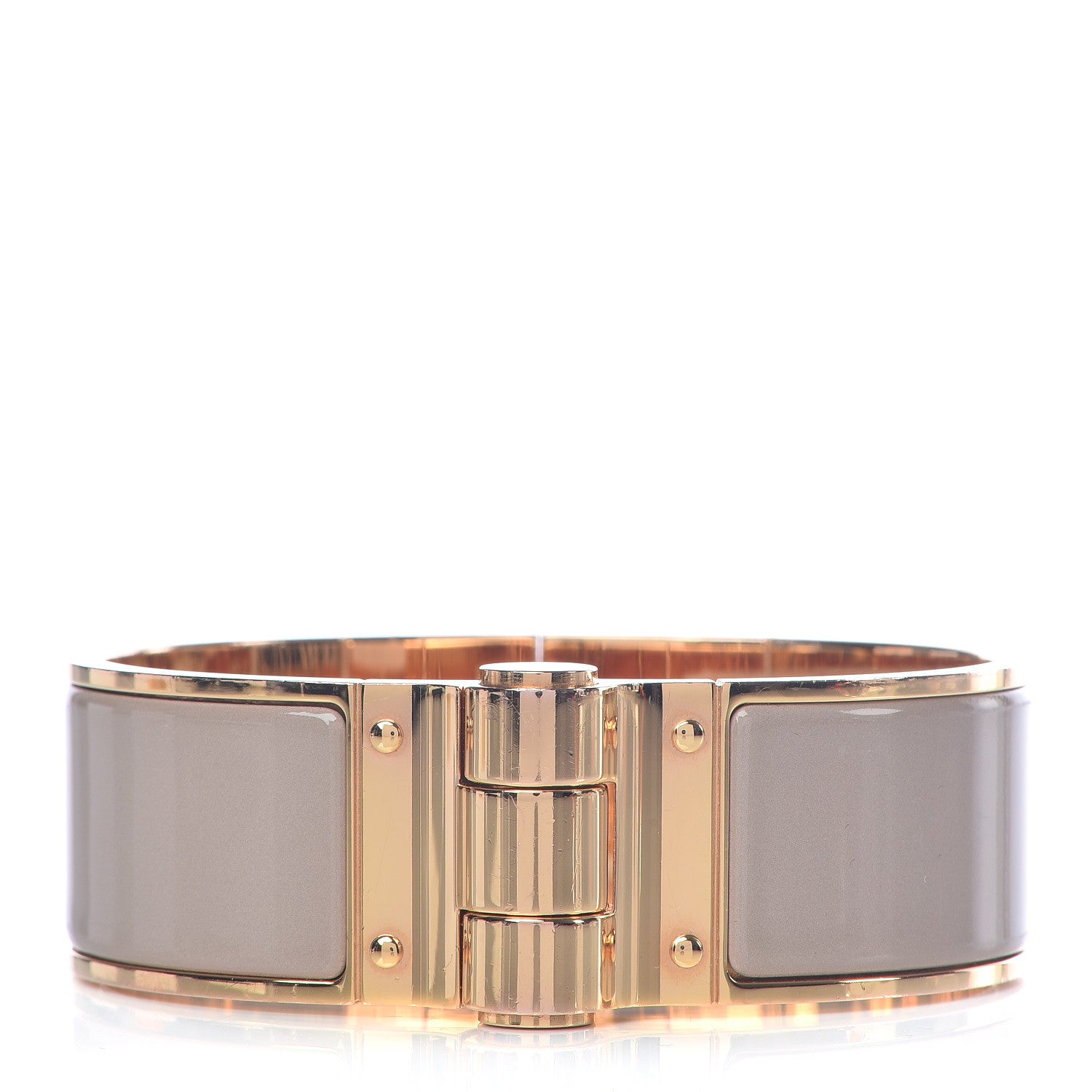 Hermes Enamel Charniere Uni Wide Hinged Bracelet M Marron Glace 1 of 6