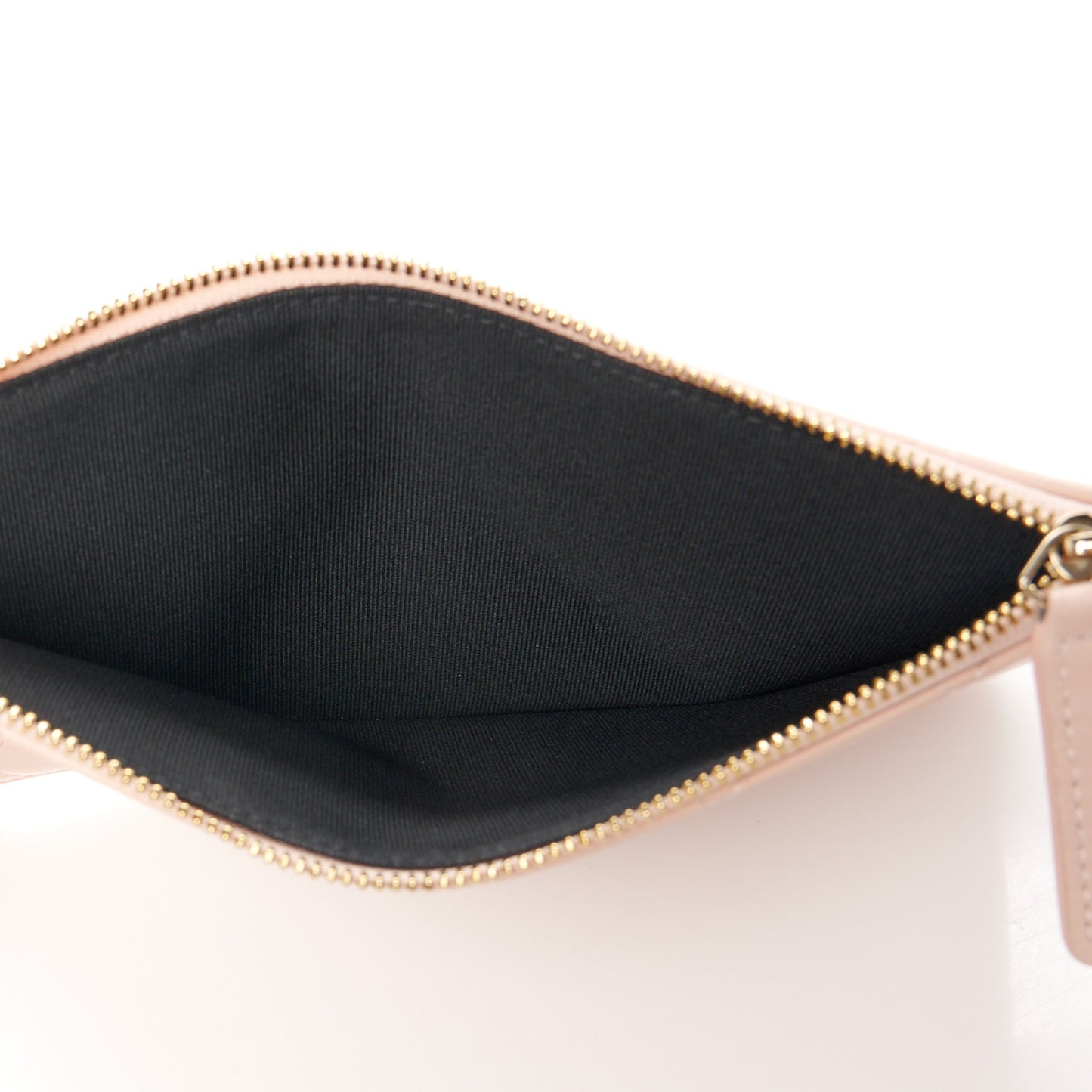 Lambskin Quilted Coco Mark Clutch Black Light Pink
