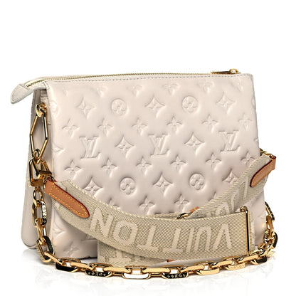 Louis Vuitton Lambskin Embossed Monogram Coussin PM Cream 4 of 9