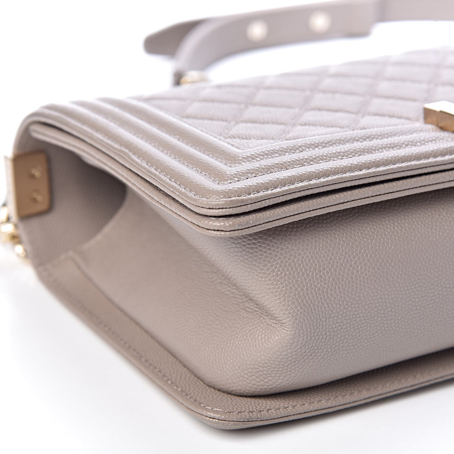 Caviar Quilted Medium Boy Flap Dark Beige