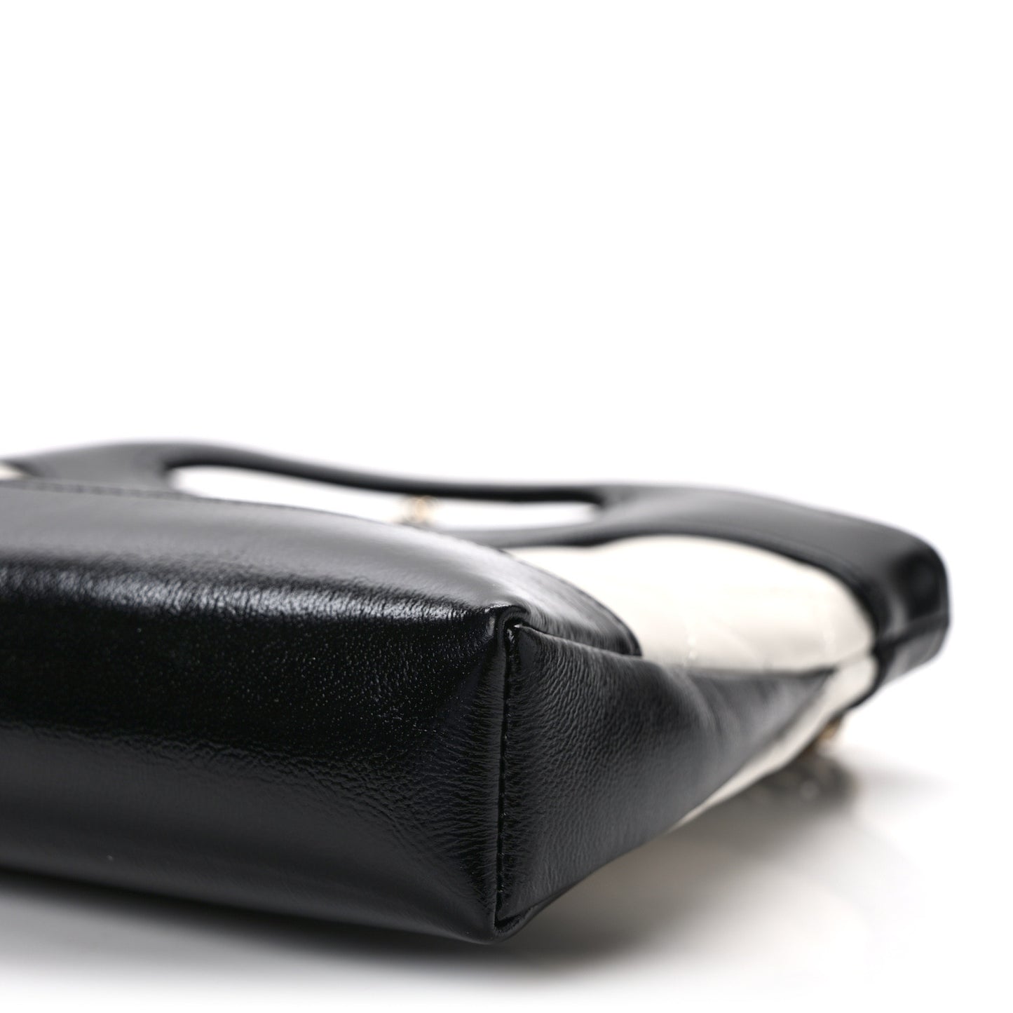 Shiny Crumpled Calfskin Quilted Nano 31 Shopping Bag White Black