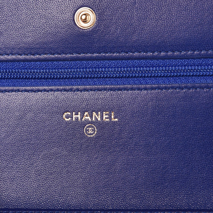 Chanel Velvet Quilted Wallet On Chain WOC Blue 6 of 9