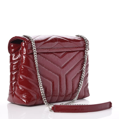 Saint Laurent Patent Y Quilted Monogram Small Loulou Chain Satchel Palissandre 3 of 8