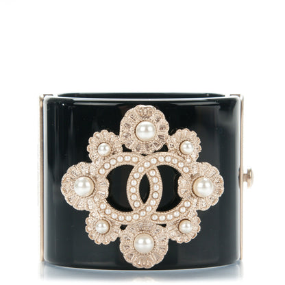 Chanel Resin Pearl CC Cuff Black 1 of 5