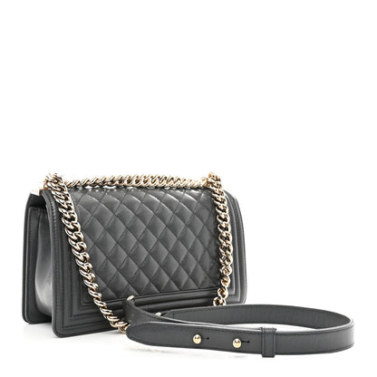 Chanel Caviar Quilted Medium Boy Flap Dark Grey 3 of 10