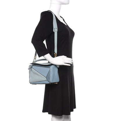 Loewe Calfskin Small Puzzle Bag Aqua Light Blue Stone Blue 2 of 9