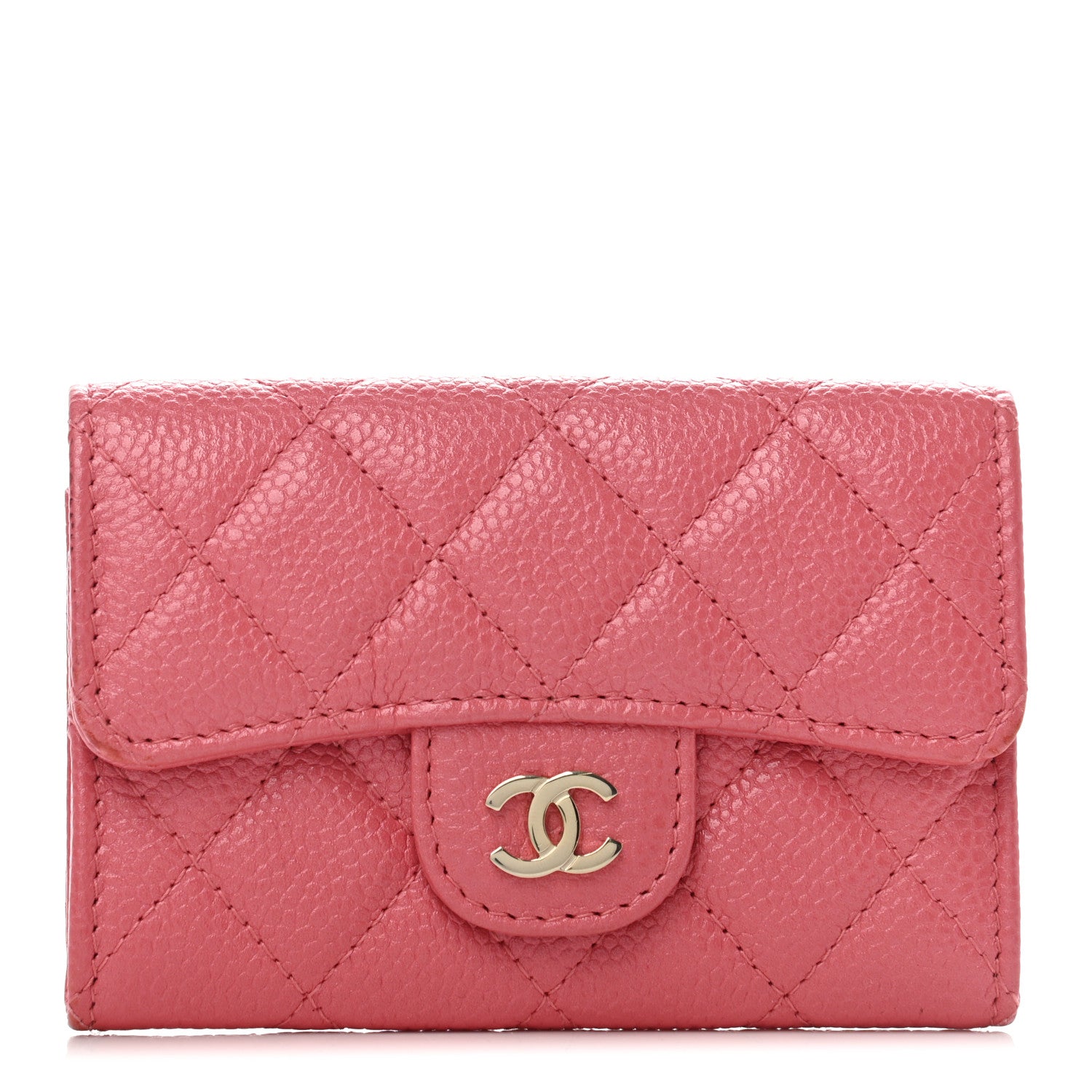Chanel Caviar Quilted Flap Card Holder Wallet Pink 1 of 7