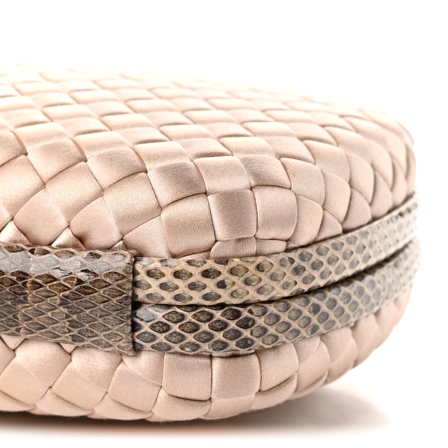 Satin Ayers Intrecciato Chain Knot Clutch Nude