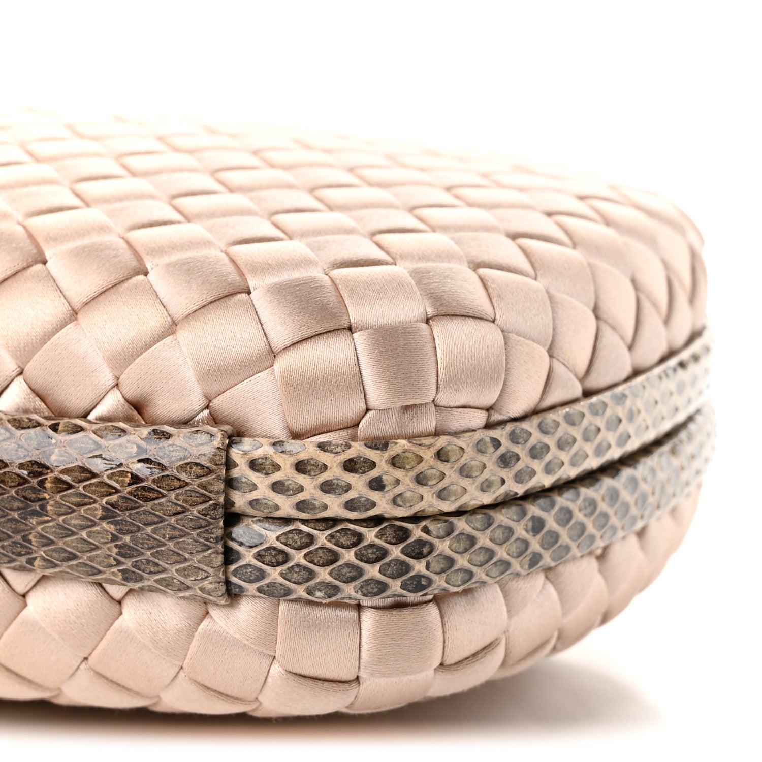 Bottega Veneta Satin Ayers Intrecciato Chain Knot Clutch Nude 9 of 10
