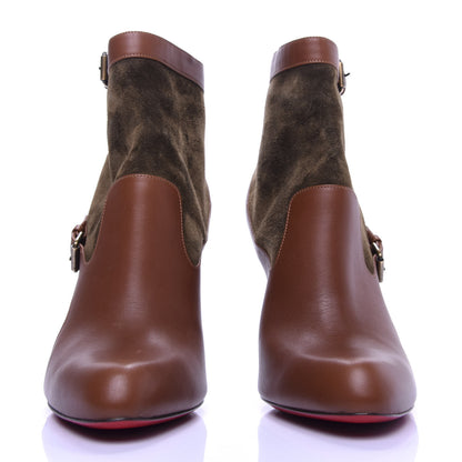 Christian Louboutin Calfskin Cuoio Veau Velours Canassone 100 Booties 40.5 Cognac Bronze 2 of 9