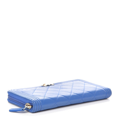 Chanel Lambskin Quilted Boy Zip Around Wallet Blue 4 of 10