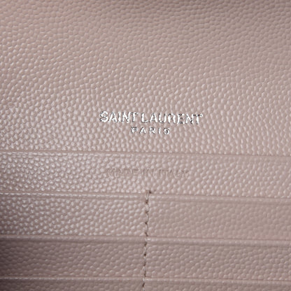 Saint Laurent Grain De Poudre Matelasse Large Monogram Flap Wallet Pale Pink 6 of 8