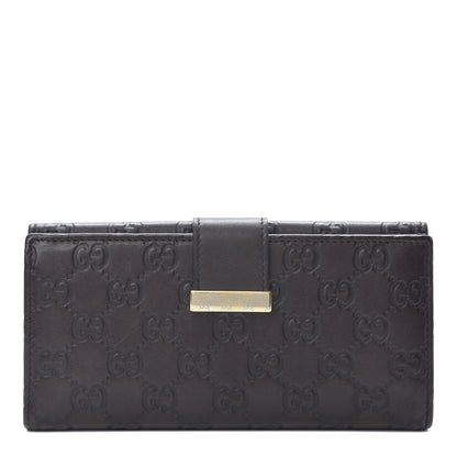 Gucci Guccissima Margaux Calfskin Icon Bar Continental Flap Wallet Chocolate 1 of 10