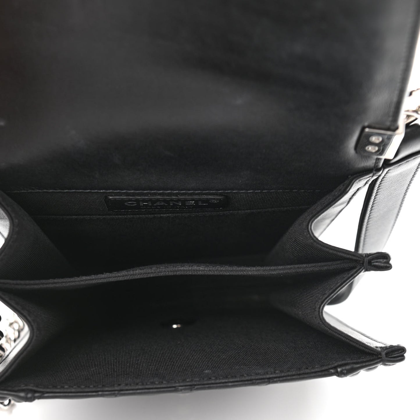 Calfskin Quilted North South Boy Flap Black
