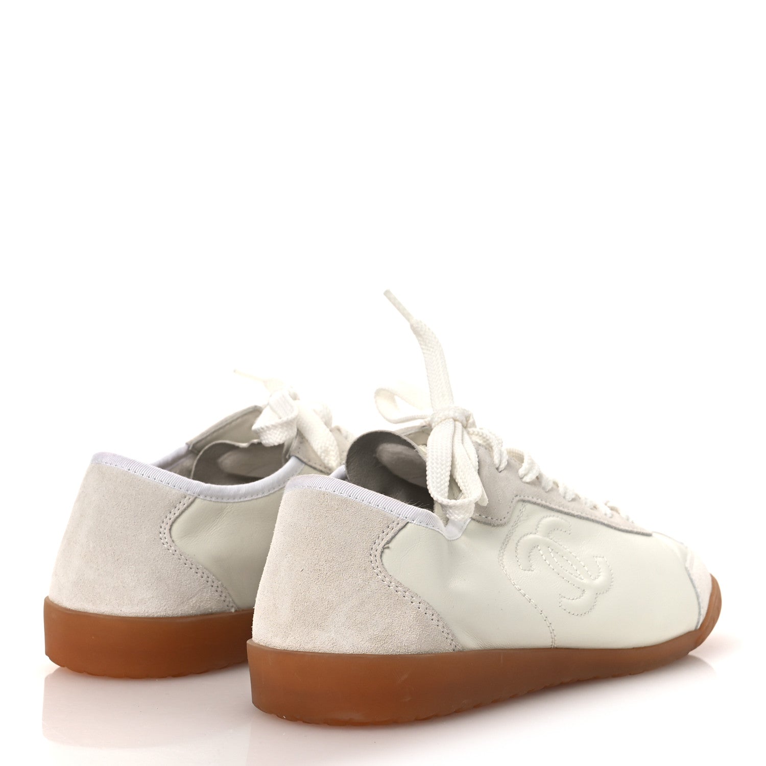 Chanel Calfskin Suede Womens CC Sneakers 39 White 5 of 11