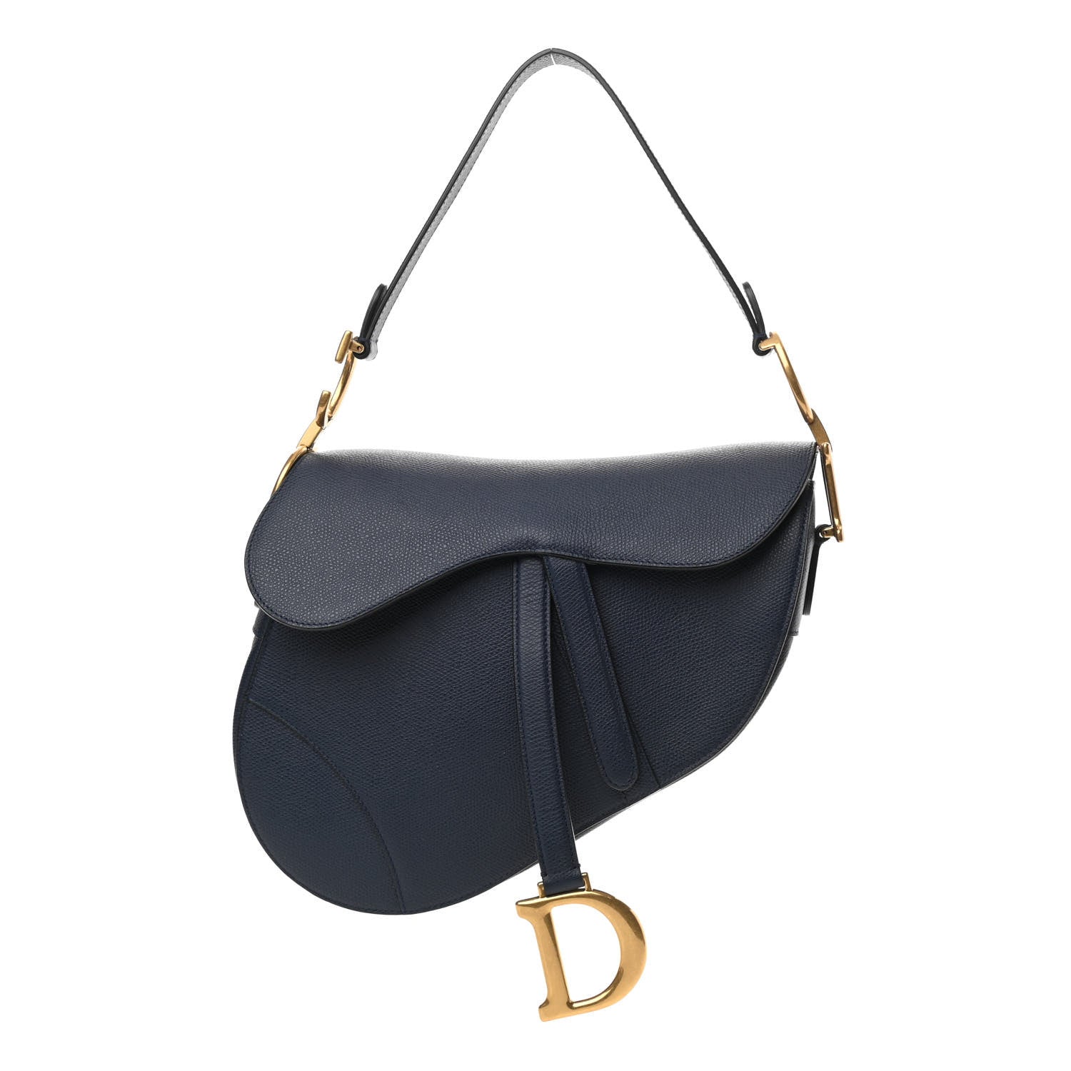 Christian Dior Grained Calfskin Saddle Bag Navy 1 of 10