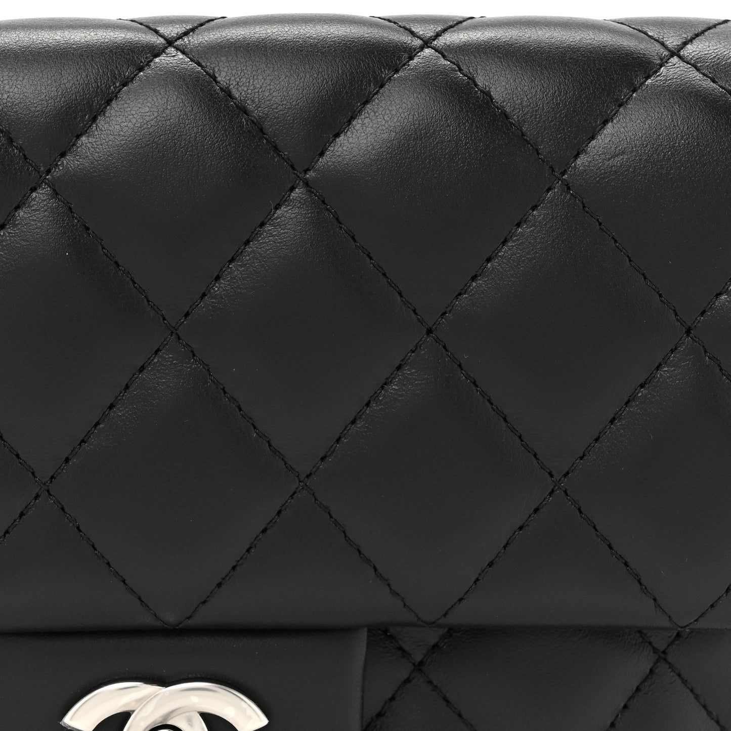 Calfskin Quilted CC Uniform Flap Belt Bag Black