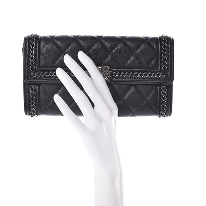 Chanel Calfskin Quilted Boy Chain Around Flap Wallet Black 2 of 11