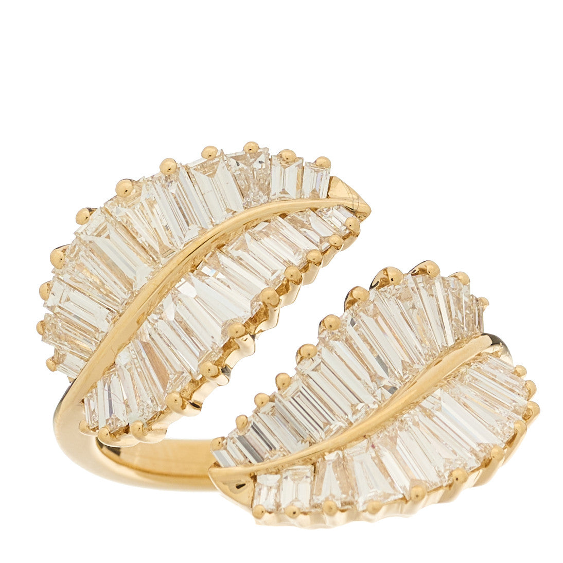 18K Yellow Gold Diamond Classic Palm Leaf Ring 54 7