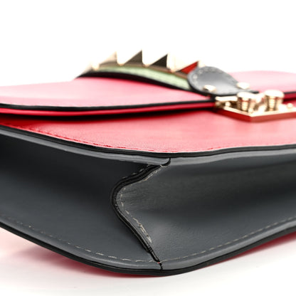 Valentino Garavani Vitello Medium Glam Lock Rockstud Flap Deep Rose Scarlet Grey Green 8 of 10