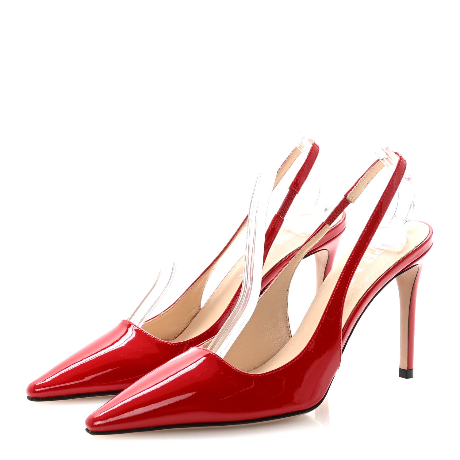 Prada Patent Logo Slingback Pumps 35.5 Red 4 of 9