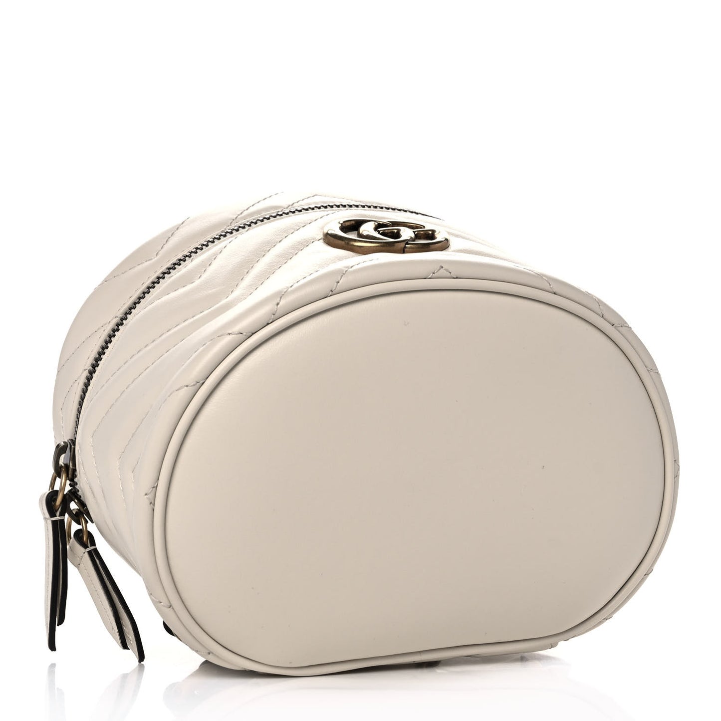 Calfskin Matelasse Mini GG Marmont Round Backpack White