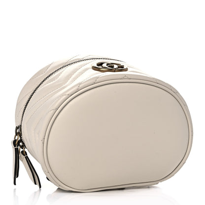 Gucci Calfskin Matelasse Mini GG Marmont Round Backpack White 4 of 10