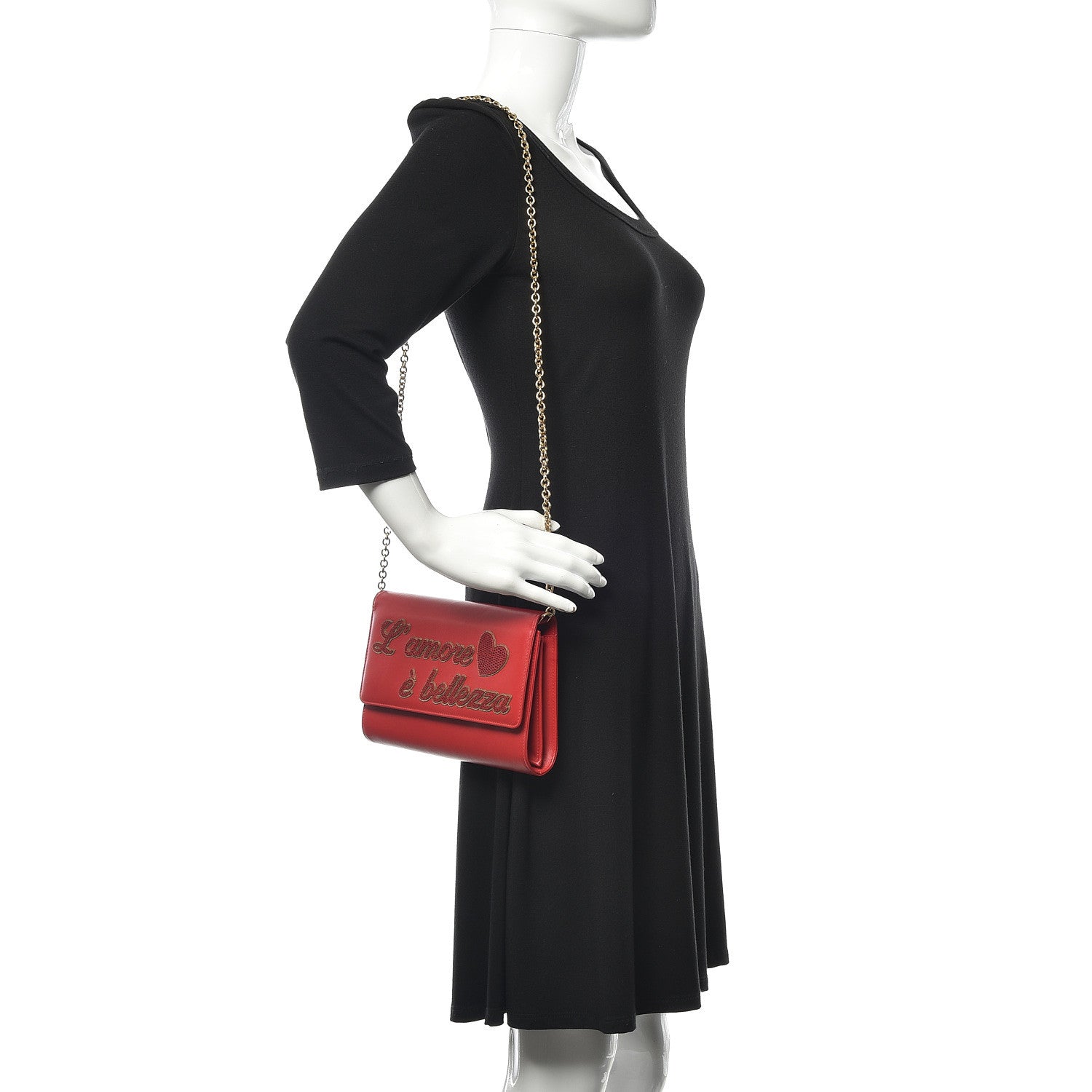 Dolce & Gabbana Vitello Embellished L'amore Wallet On Chain Rosso 2 of 11