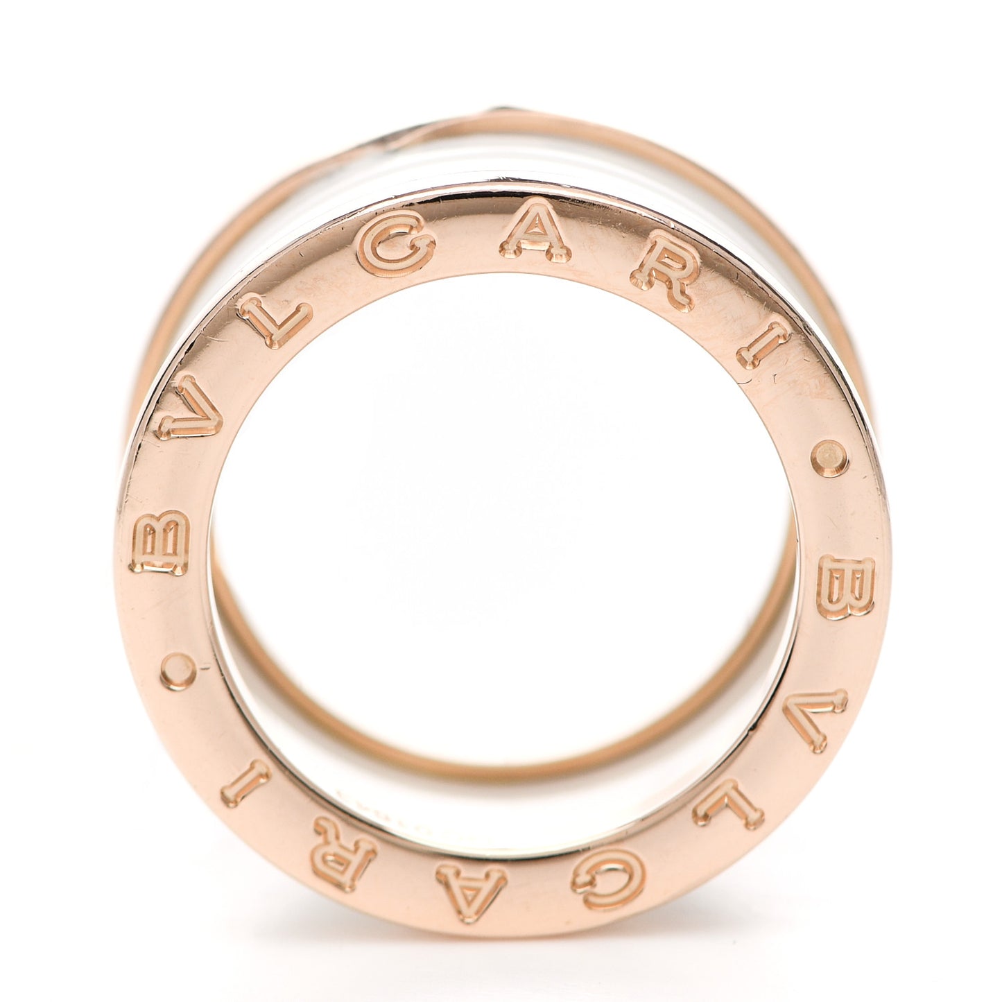 18K Rose Gold White Ceramic B.Zero1 Four-Band Ring 53 6.25