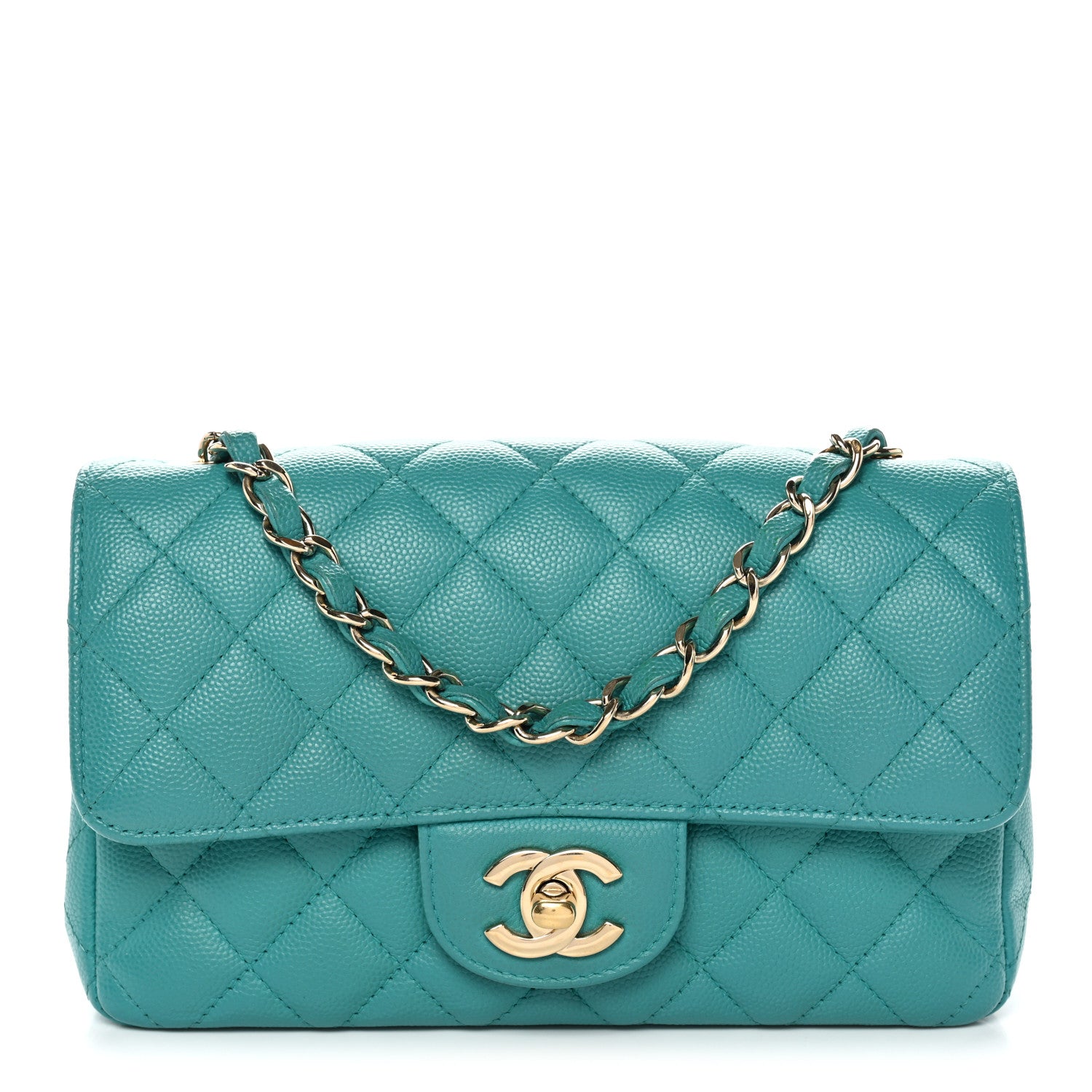Chanel Caviar Quilted Mini Rectangular Flap Turquoise 1 of 10
