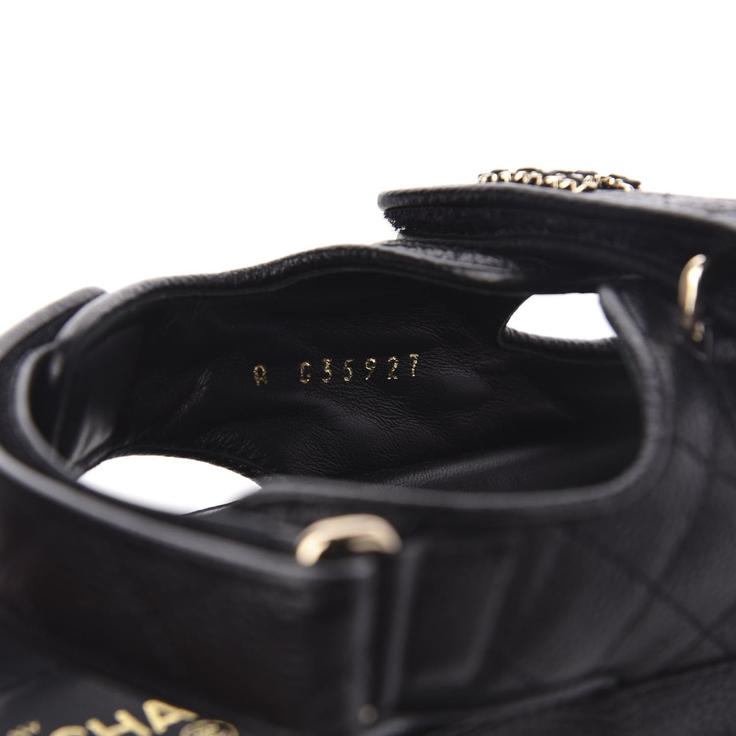 Grained Calfskin Velcro Dad Sandals 38.5 Black