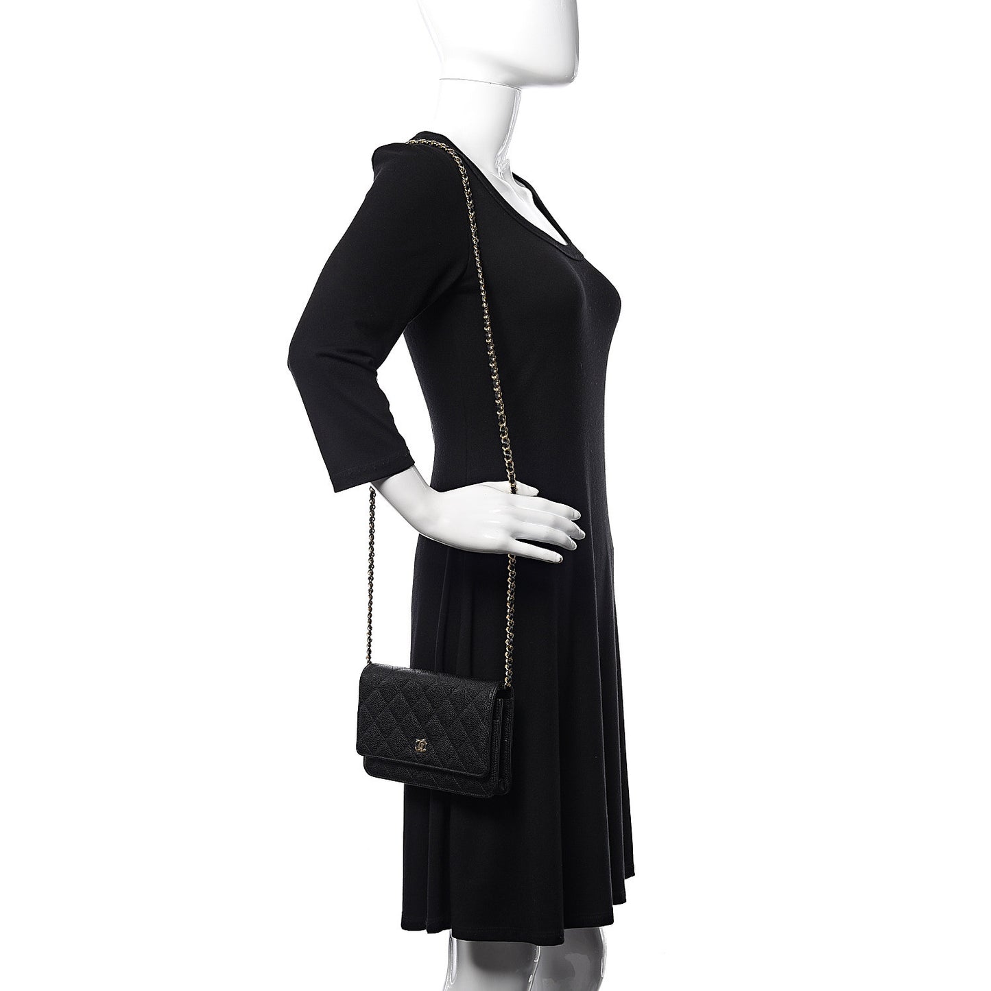 Caviar Quilted Wallet On Chain WOC Black