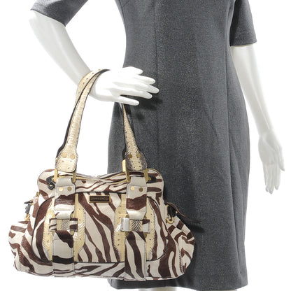 Jimmy Choo Python Pony Hair Zebra Zanzibar Malena Satchel 2 of 6