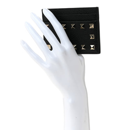 Valentino Garavani Pebbled Calfskin Rockstud Card Holder Black 2 of 8