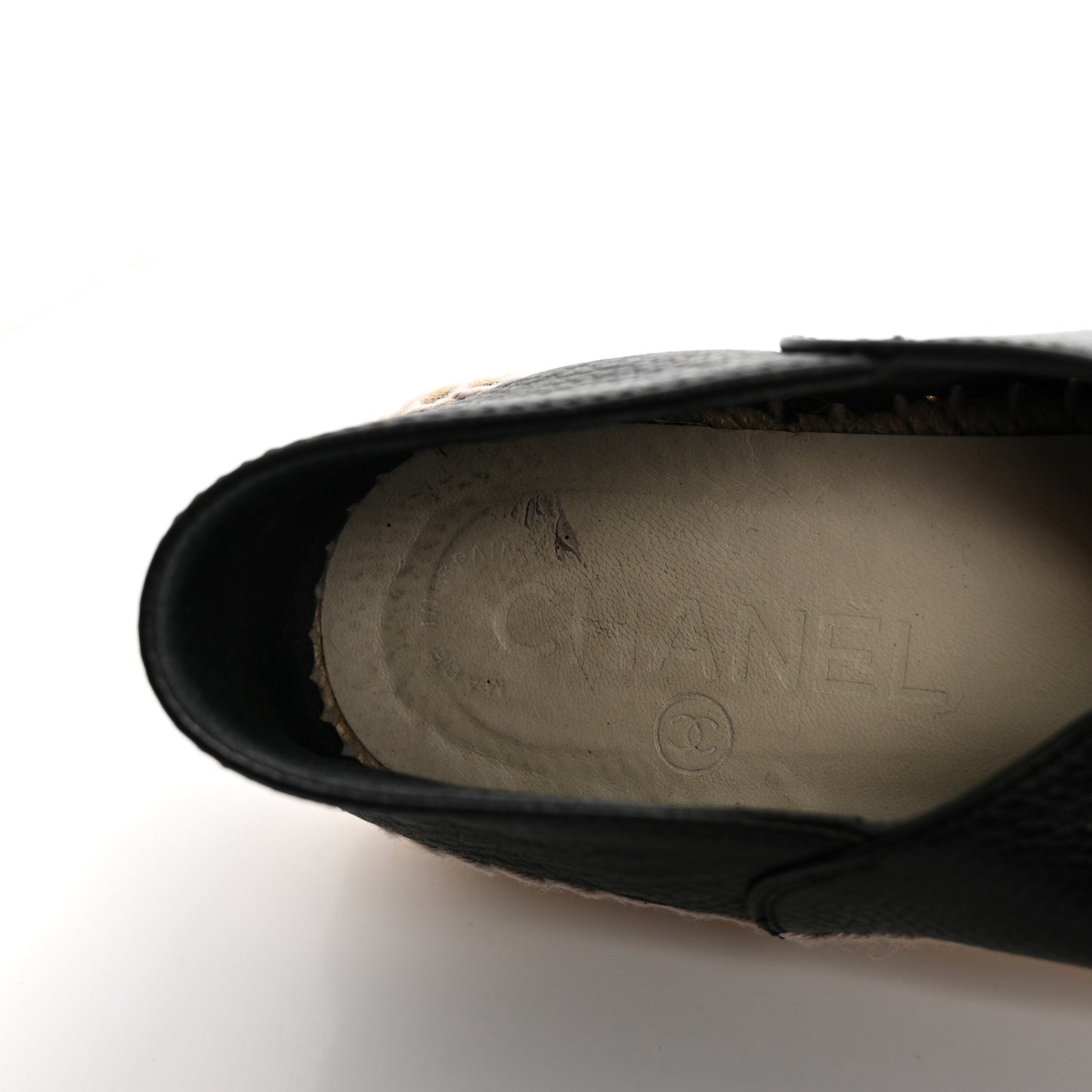 Grained Calfskin CC Espadrilles 39 Black
