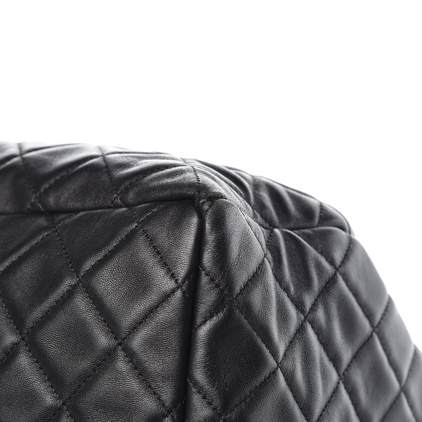 Lambskin Quilted CC Chain Bucket Bag Black