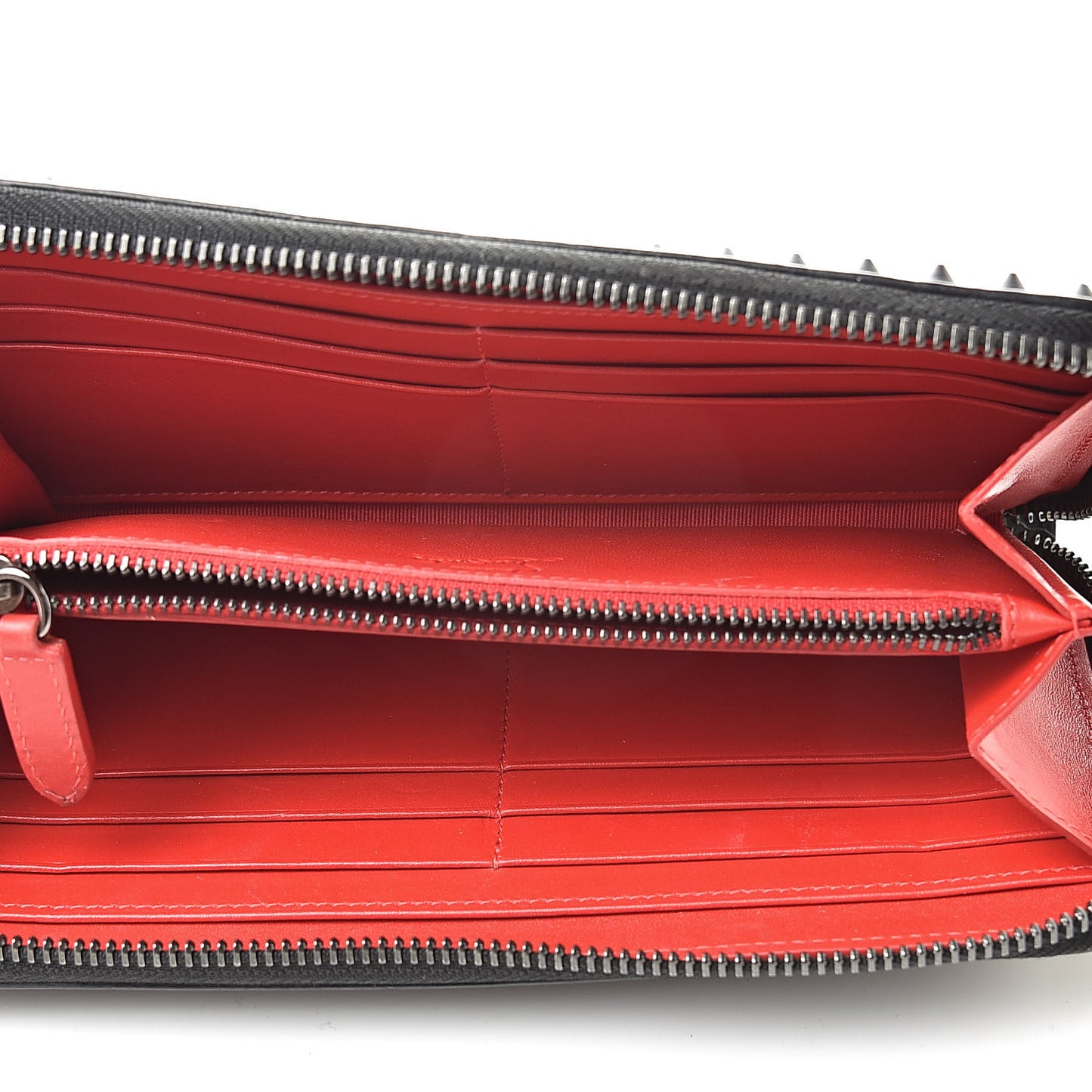 Calfskin Panettone Spiked Zip Around Wallet Black
