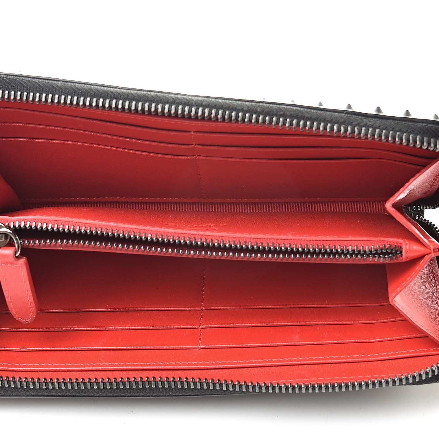 Christian Louboutin Calfskin Panettone Spiked Zip Around Wallet Black 5 of 10