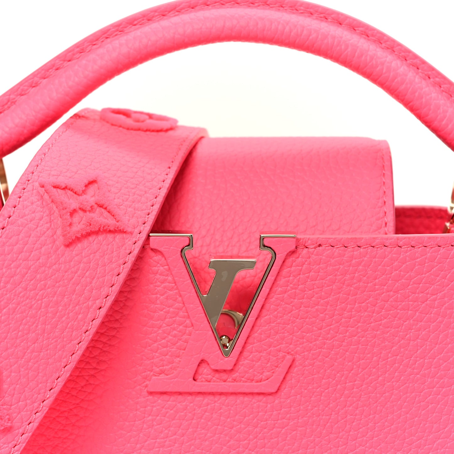 Taurillon Monogram Tuffetage Capucines Mini Fluo Pink