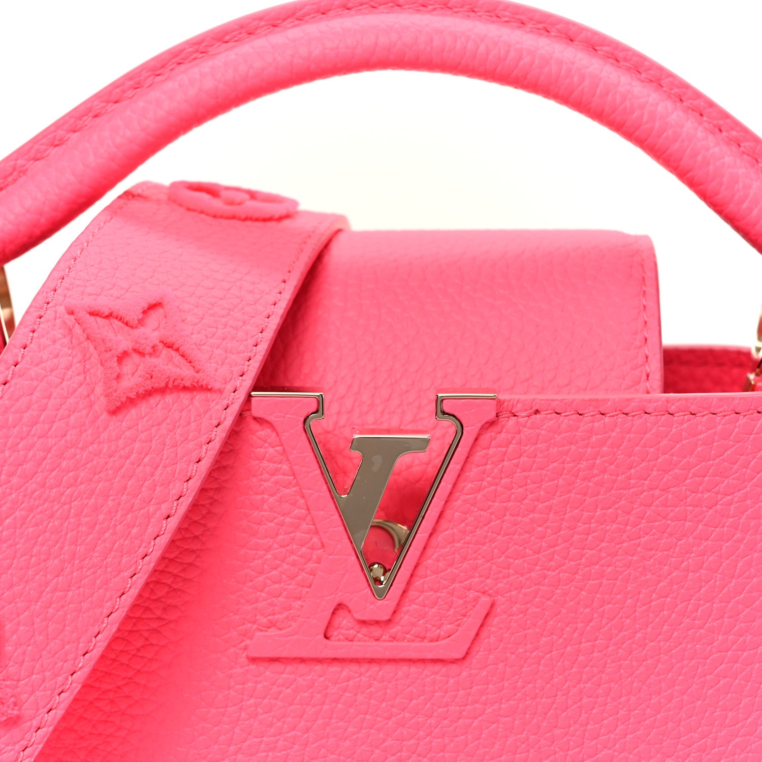Louis Vuitton Taurillon Monogram Tuffetage Capucines Mini Fluo Pink 8 of 10