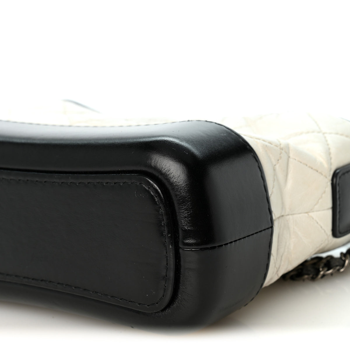 Aged Calfskin Quilted Small Gabrielle Hobo Black White