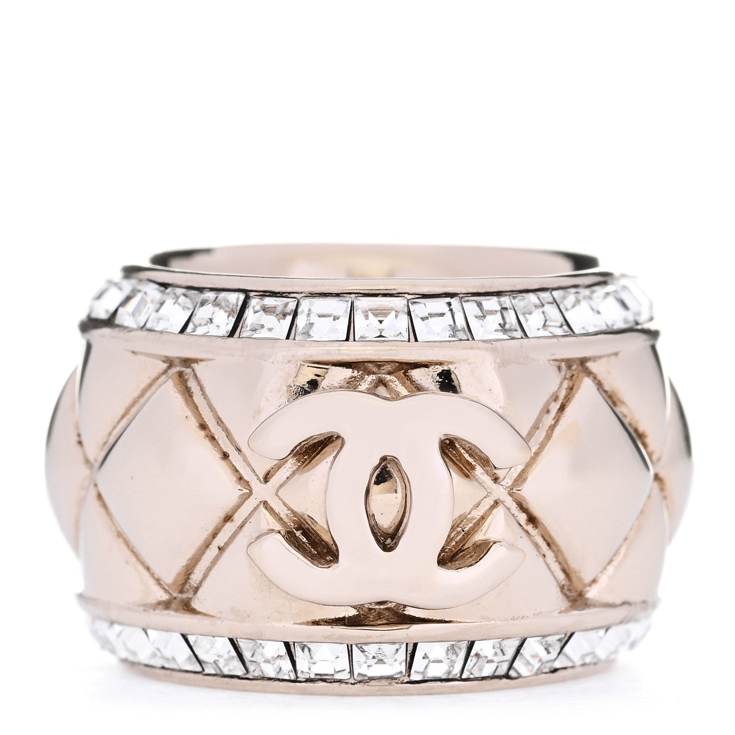 Chanel Crystal CC Ring 52 6 Gold 1 of 5