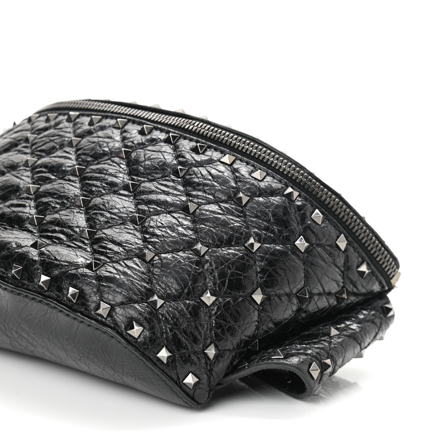 Valentino Garavani Craquele Nappa Rockstud Spike Belt Bag 80 Black 9 of 10