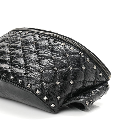 Valentino Garavani Craquele Nappa Rockstud Spike Belt Bag 80 Black 9 of 10