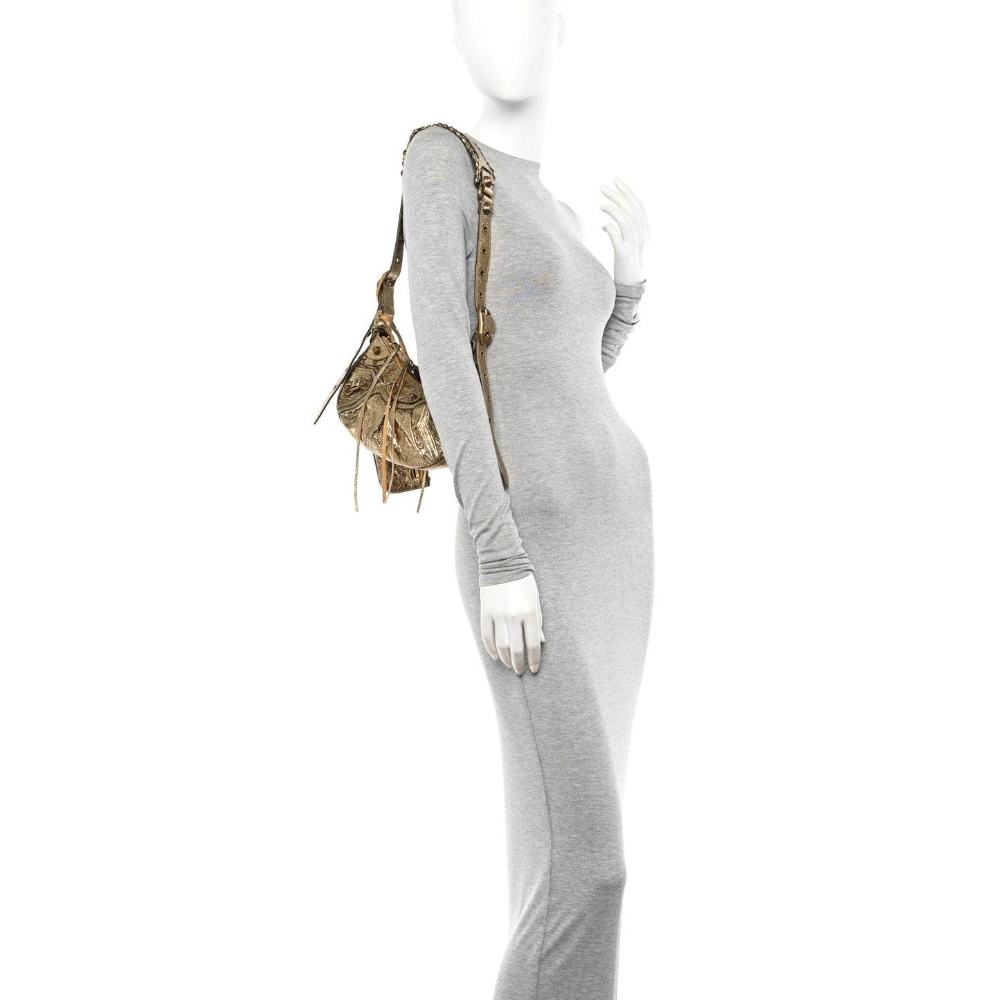 Metallic Agneau Arena Le Cagole Shoulder Bag XS Gold