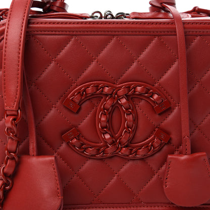 Chanel Calfskin Quilted Medium CC Filigree Vanity Case Red 10 of 10